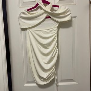 NWT White Halter Small Bodycon Dress with Side Synching Tie from Windsor